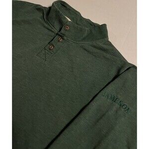 RARE Jameson Irish Whiskey Long Sleeve Green Button Henley LARGE Distillery Bar